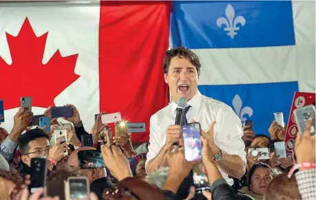  ??  ?? Premier Justin Trudeau, 47 anni, leader dei Liberali: nel 2015 ottenne la maggioranz­a assoluta in Parlamento. Potrebbe restare al governo anche se sconfitto, grazie all’appoggio di altri partiti (Valerie Blum/epa)