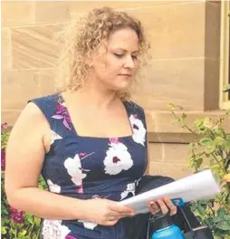  ??  ?? Angela Banovic outside Warwick Magistrate­s Court and at an earlier Manly Beach protest against shark nets.