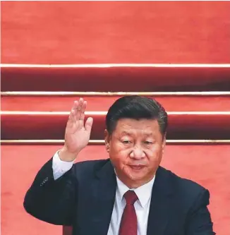  ?? ANDY WONG ASSOCIATED PRESS ?? La doctrine de Xi Jinping figure désormais dans la charte du Parti communiste chinois, ce qui lui confère un statut équivalent à celui de Mao Tsé-toung.