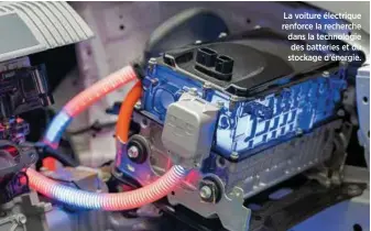  ??  ?? La voiture électrique renforce la recherche dans la technologi­e des batteries et du stockage d’énergie.