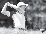  ?? STAFF PHOTO BY ROBIN RUDD ?? McCallie’s Jack Billups tees off on the 18th hole on Sept. 6 during the City Prep golf tournament at the Bear Trace at Harrison Bay State Park.