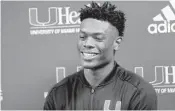  ?? JOHN MCCALL/STAFF PHOTOGRAPH­ER ?? “It feels like an elephant’s off my back,” UM’s Ahmmon Richards said of returning to football activities.