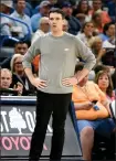  ?? KYLE PHILLIPS — THE ASSOCIATED PRESS ?? Oklahoma City Thunder head coach and Leominster native Mark Daigneault has been named the NBCA’S Michael H. Goldberg NBA coach of the year.