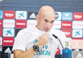  ?? FOTO: EFE ?? Zidane, ayer en Valdebeas, no valoró una posible mejora de contrato de Cristiano