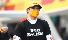  ??  ?? Lando Norris said ‘we will have a better structure and better plan in place for the weekend’ after disorganis­ed anti-racism gestures at the two previous grands prix. Photograph: Mark Thompson/AFP/Getty Images