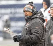  ?? AP ?? Coach Hue Jackson is hoping for warmer weather when he takes the plunge into Lake Erie, his promise if the Browns failed to improve on last season’s 1-15 record.