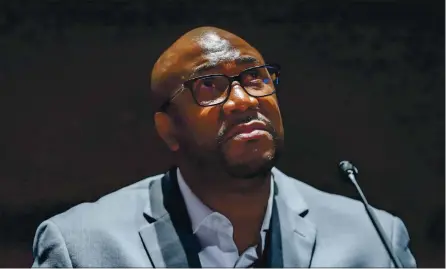  ?? MICHAEL REYNOLDS — POOL VIA AP ?? Philonise Floyd, a brother of George Floyd, gives an opening statement during a House Judiciary Committee hearing Wednesday in Washington.