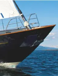  ??  ?? Above: sailing upwind in the furious fifties east of Argentina, looking out aft from the port quarter.
Left: Pumula in full flight. Dykstra designed the aluminium cutter with a modern lifting L-shaped keel for global cruising. She launched from Royal Huisman in 2012 and has since sailed almost 100,000 miles