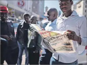  ??  ?? Rigged: The MDC claims that the elections won’t be fair. Supporters say the ballot paper is fraudulent, with the Zanu-PF’s Emmerson Mnangagwa appearing at the top, instead of candidates being displayed in alphabetic­al order. Photo: Marco Longari/AFP