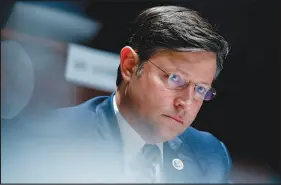  ?? STEFANI REYNOLDS / THE NEW YORK TIMES ?? Rep. Mike Johnson, R-LA., is pictured June 10 during a House Judiciary Committee hearing in Washington. Johnson put forward a procedural argument about the 2020 election that allowed many Republican­s to side with President Donald Trump without embracing his claims of conspiracy and fraud.