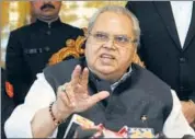  ?? NITIN KANOTRA /HT ?? Jammu and Kashmir governor Satya Pal Malik addressing a press conference in Jammu on Thursday.