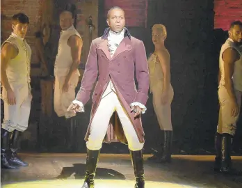  ?? THEO WARGO/GETTY ?? Leslie Odom Jr. performs on stage during “Hamilton” in New York City.