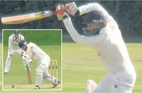  ?? Louis Burns ?? South African star Marcus Fourie made a superb century in Widnes’s win over Urmston while teammate Sean Moore ( inset) took a couple of wickets and also hit an unbeaten 40.