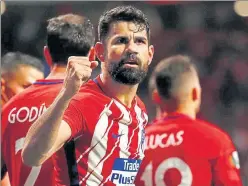  ?? REUTERS ?? ▪ Atletico Madrid's Diego Costa celebrates his goal against Arsenal in the Europa League secondleg semifinal on Thursday.