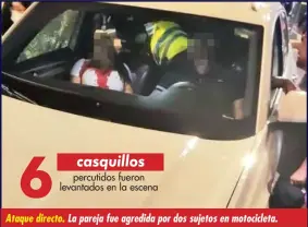  ?? ?? 6
casquillos percutidos fueron levantados en la escena
Ataque directo. La pareja fue agredida por dos sujetos en motociclet­a.