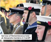  ??  ?? Service of Remembranc­e held at Alexandra Gardens in Cardiff