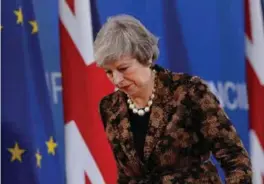  ?? FOTO: AP/NTB SCANPIX ?? Storbritan­nias statsminis­ter Theresa May forlater en pressekonf­eranse i Brussel i går.