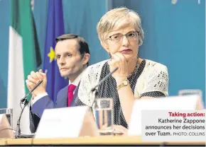  ?? PHOTO: COLLINS ?? Taking action: Katherine Zappone announces her decisions over Tuam.