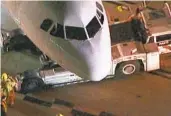  ?? KABC VIA AP ?? An American Airlines plane and a passenger bus collided at Los Angeles Internatio­nal Airport.