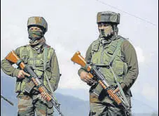  ?? ANI ?? Women soldiers stand guard in Kupwara district on Tuesday. For the first time, women soldiers have been deployed along the LOC in order to keep a check on weapons and drug smuggling.