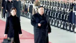  ??  ?? Mr Kim is visiting China with his wife Ri Sol-ju, state media report