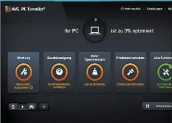  ??  ?? Auf der Startseite zeigt AVG PC Tune Up an, welche Bereiche Ihres Systems Sie optimieren können.