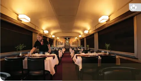  ??  ?? DINING CAR ON THE CANADIAN (TORONTO TO VANCOUVER) •VIA RAIL CANADA