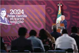  ?? ?? EL PRESIDENTE López Obrador, ayer, en conferenci­a de prensa.