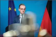  ?? (AP/dpa/Kay Nietfeld) ?? “We are standing at a crossroads today,” German Foreign Minister Heiko Maas said Monday in Berlin, adding that the nuclear deal’s fate will be determined in the coming weeks and months.