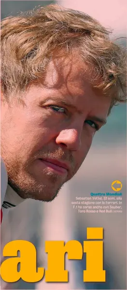  ?? LIVERANI ?? Quattro Mondiali Sebastian Vettel, 32 anni, alla sesta stagione con la Ferrari. In F.1 ha corso anche con Sauber, Toro Rosso e Red Bull
Gazzetta,
A 26 anni, quelli che avrà nel 2021, si troverà nel momento migliore di una carriera che non lo ha ancora visto vincere gare, ma guadagnare molta esperienza, correndo dal 2015 al 2019