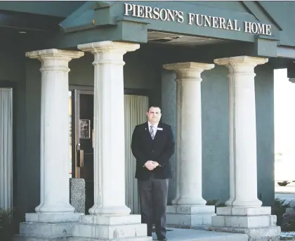  ?? TODD KOROL/ THE CANADIAN PRESS ?? Funeral director David Root of Pierson's Funeral Home said those in the funeral industry would work together to meet demand if necessary because of the COVID-19 pandemic.