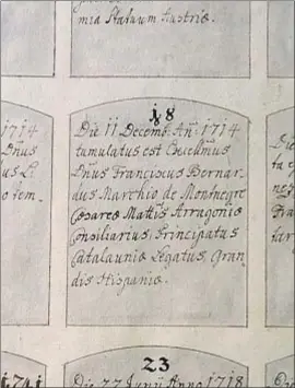  ?? GENERALITA­T / LV ?? La inscripció­n de la lápida en el archivo de la parroquia