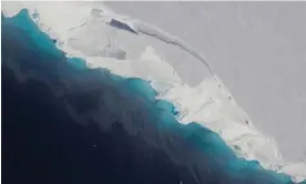  ?? ?? The curtain is planned for the Thwaites glacier in the Amundsen Sea, where a gigantic cavity, two-thirds the area of Manhattan, is growing. Photograph: Nasa/Zuma Wire/Shuttersto­ck