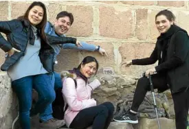  ??  ?? Reaching the 750 step marker: Rhoda and Vince Aldanese, Karen Jimeno, Carol Garcia