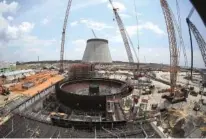  ?? AP PHOTO/JOHN BAZEMORE ?? On June 13, 2014, constructi­on on the new nuclear reactor continues at Plant Vogtle in Waynesboro, Ga.
