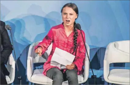  ??  ?? Truth to power: Greta Thunberg speaks out at the Climate Action Summit at the United Nations last month. She was mocked by the United States president, a climate crisis denier. Photo: Stephanie Keith/getty Images