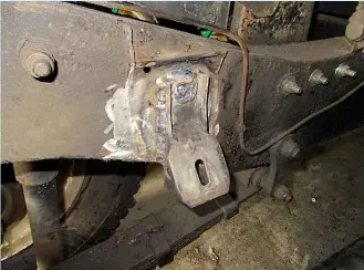  ??  ?? Offside chassis bracket – simply a Series engine bracket turned upside-down