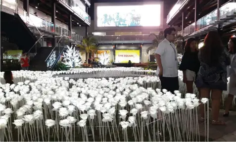  ?? JOY TORREJOS ?? These artificial roses are becoming the newest attraction at the City Times Square in Mandaue City.