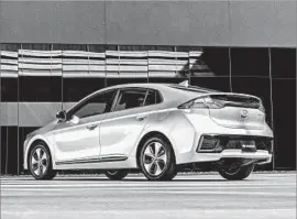  ?? Hyundai North America ?? THE HYUNDAI Ioniq’s electric motor scoots the car around town and accelerate­s comfortabl­y on the freeway. It does so free of vibration and in near silence.