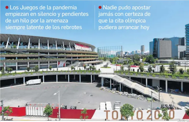  ?? AYANO SATO / EFE ?? Panorámica del Estadio Nacional de Tokio, donde en unas horas se celebrará el desfile de inauguraci­ón de los Juegos Olímpicos 2020.