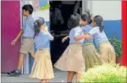  ?? ABHINAV SAHA / HT ?? The panchayat also ordered the Green Dales Public School to make its girl students switch from skirts to salwar kameez.