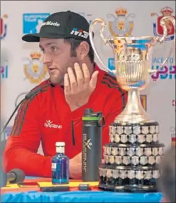  ??  ?? EN CASA. Rahm, durante la rueda de prensa del Open de España.