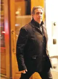  ?? FRANK FRANKLIN II/THE ASSOCIATED PRESS ?? Michael Cohen, President Donald Trump’s personal attorney, walks to his hotel Tuesday in New York. FBI agents on Monday raided Cohen’s home, hotel room and office, seizing records on topics including a $130,000 payment made to porn actress Stormy...