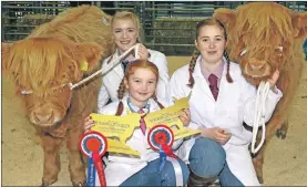  ?? Photograph: Kevin McGlynn. ?? Erin, Murn and Kate Cameron as they retain the best pair of suckled calves for the Dunach fold. The fold is run by the girls’ dad John on behalf of Lord and lady Denholm.