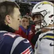  ?? Associated Press ?? Tom Brady, left, and Philip Rivers speak after the game.