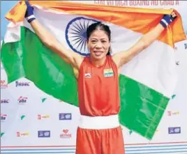  ?? PTI FILE PHOTO ?? Mary Kom defeated Kazakhstan’s Aigerim Kassanayev­a to win the 48kg gold medal in the 13th Silesian Open Boxing Tournament for women in Gliwice, Poland, on Saturday.