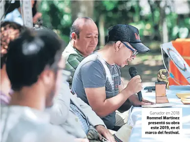  ?? FOTOS: MARVIN SALGADO ?? Ganador en 2018 Rommel Martínez presentó su obra este 2019, en el marco del festival.