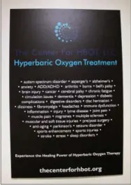  ?? LAUREN HALLIGAN — LHALLIGAN@DIGITALFIR­STMEDIA.COM ?? Hyperbaric oxygen treatment can be used to treat a wide variety of different health issues.