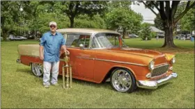  ?? SUBMITTED PHOTOS — CARL HESS ?? Wes Cassel of Boyertown won the coveted “Best of Show” trophy for his beautiful 1955 Chevy Bel Air.