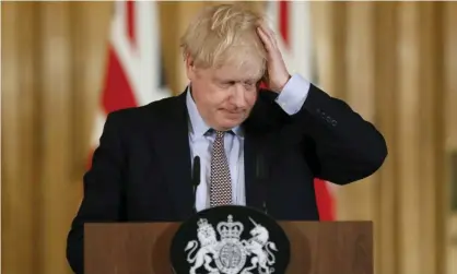  ??  ?? History repeats itself: Boris Johnson during a coronaviru­s press conference at Downing Street on 3 March. Photograph: Frank Augstein/AP